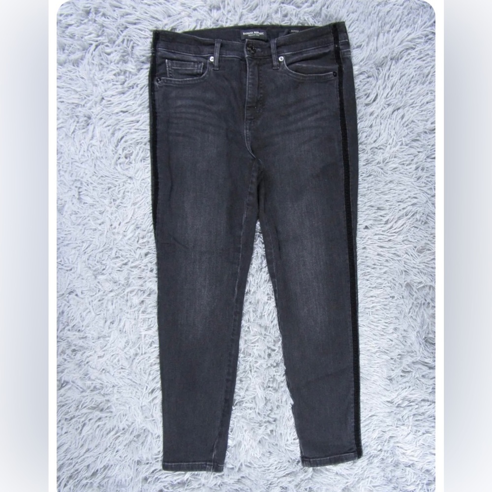 Banana Republic Black Denim Skinny Jeans Womens 28S Pants Casual Cut Off Hem